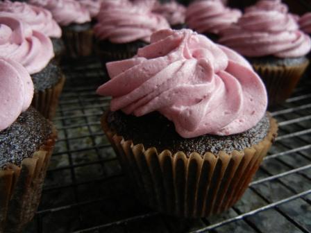 Chocolate and Red Wine Cupcakes with Blackberry Cabernet Frosting