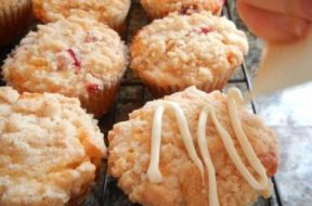 white chocolate and cranberry muffins 12