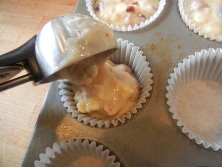 white chocolate and cranberry muffins