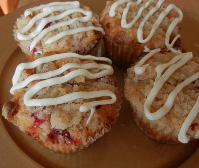 white chocolate and cranberry muffins