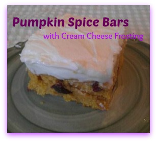 Pumpkin Spice Bars with Cream Cheese Frosting