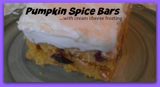 Pumpkin spice bars cream cheese frosting